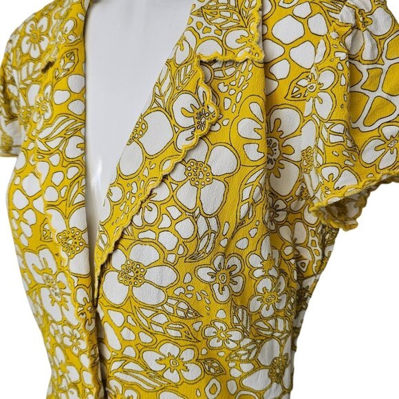 Aritza Sunday Best Vida Dress Flora Mini Shirt Button Front Size Small Yellow - Picture 3 of 11